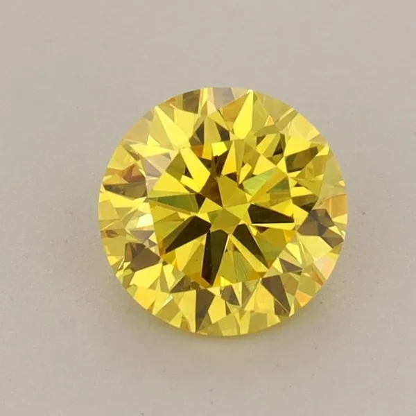 0.73ct ROUND Fancy Vivid Yellow VS1 Coloured Lab diamond