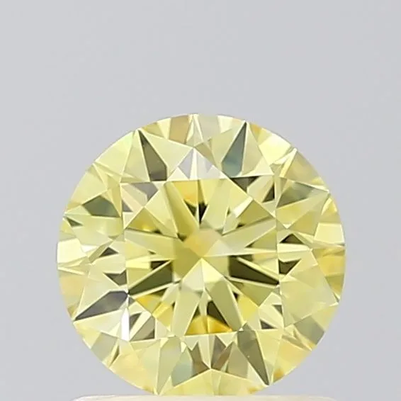 0.76ct ROUND Fancy Vivid Yellow VVS2 Coloured Lab diamond