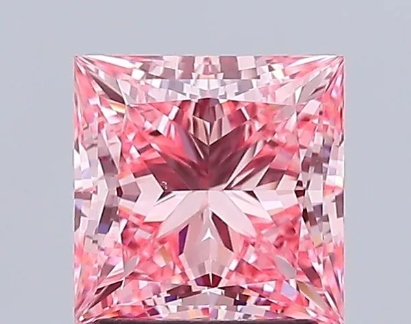 2.18ct PRINCESS Fancy Vivid Pink VS1 Coloured Lab diamond