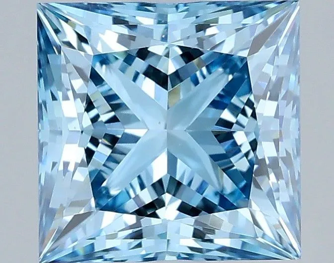 2.10ct PRINCESS Fancy Vivid Blue VS1 Coloured Lab diamond