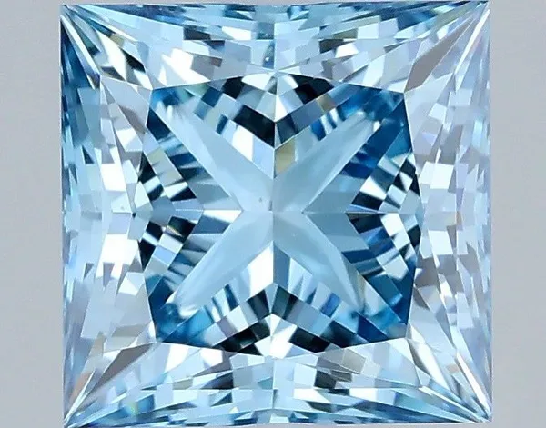 2.1ct PRINCESS Fancy Vivid Blue VS1 Coloured Lab diamond