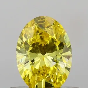 0.6ct OVAL Fancy Vivid Yellow VS2 Coloured Lab diamond