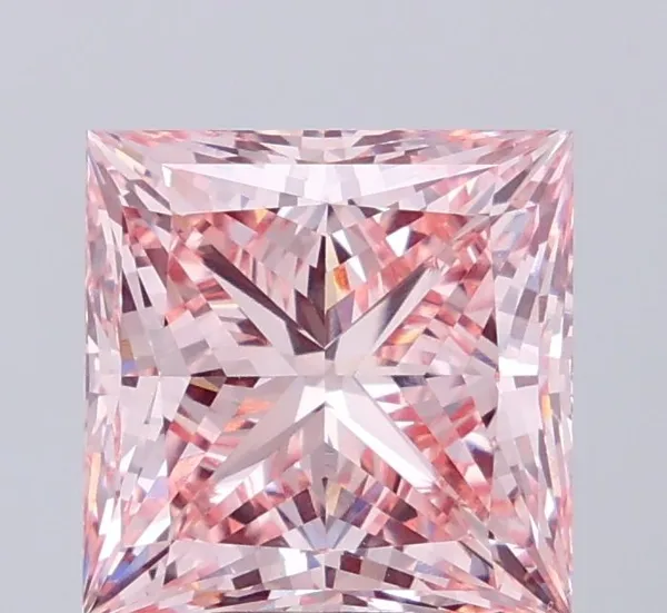 5.54ct PRINCESS Fancy Intense Pink VS1 Coloured Lab diamond