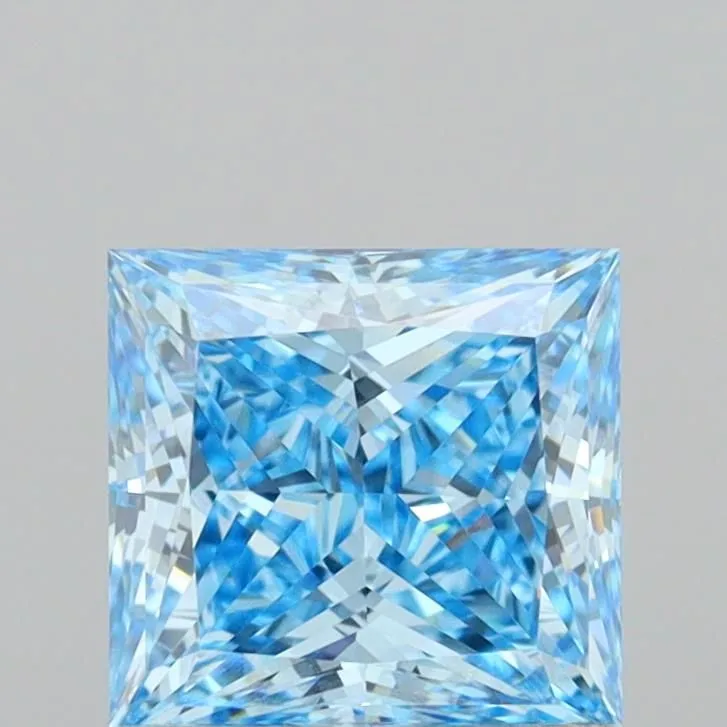 1.13ct PRINCESS Fancy Vivid Blue VVS2 Coloured Lab diamond