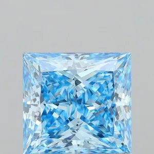 1.13ct PRINCESS Fancy Vivid Blue VVS2 Coloured Lab diamond