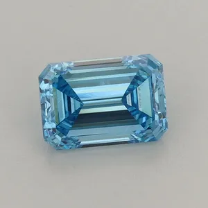 1.1ct EMERALD Fancy Vivid Blue VVS2 Coloured Lab diamond