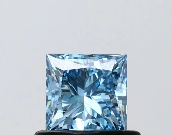 0.58ct PRINCESS Fancy Vivid Blue VVS2 Coloured Lab diamond
