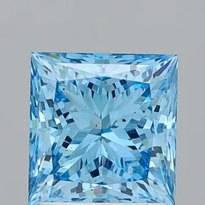 2.05ct PRINCESS Fancy Vivid Blue SI1 Coloured Lab diamond
