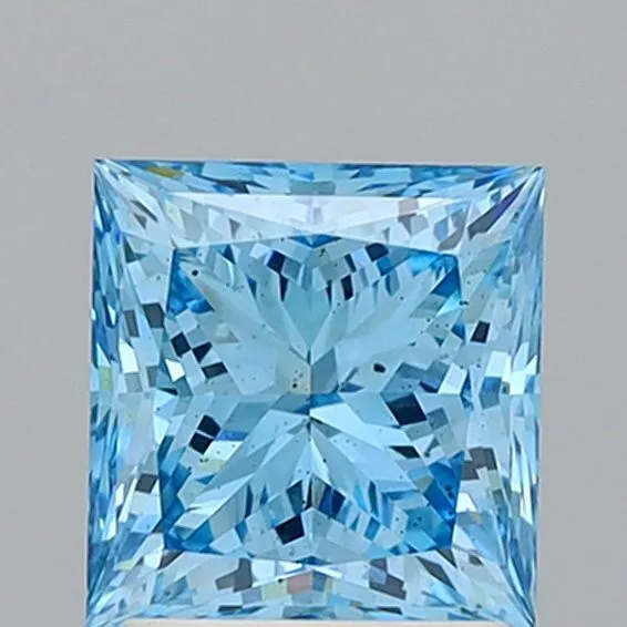 2.05ct PRINCESS Fancy Vivid Blue SI1 Coloured Lab diamond