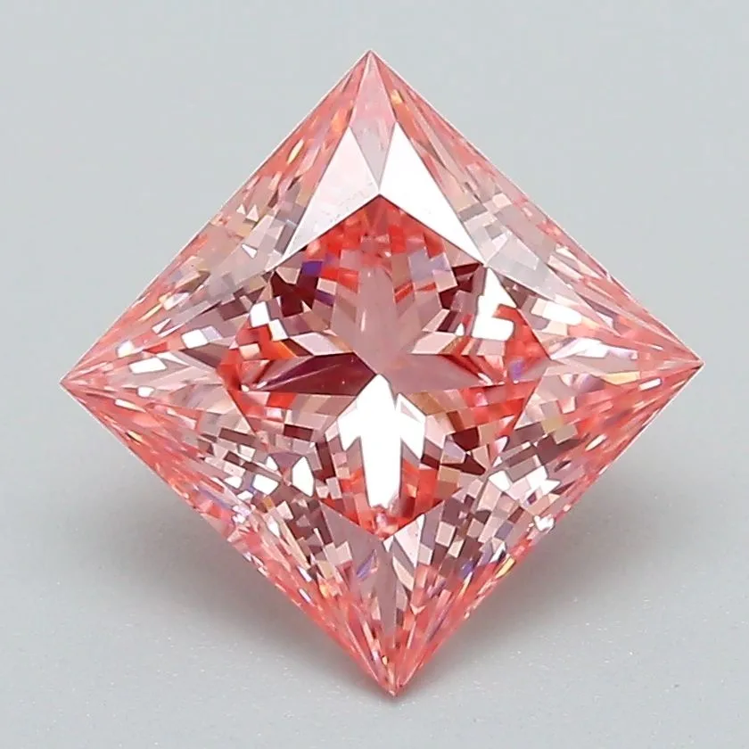 2.00ct PRINCESS Fancy Vivid Pink VS1 Coloured Lab diamond
