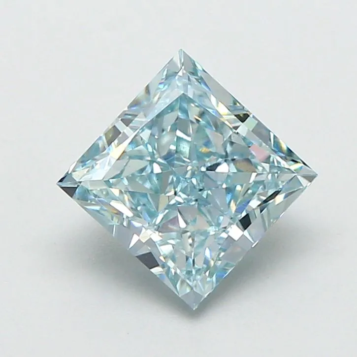 1.68ct PRINCESS Fancy Vivid Blue VVS2 Coloured Lab diamond