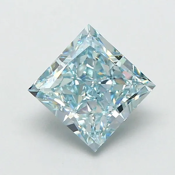 1.68ct PRINCESS Fancy Vivid Blue VVS2 Coloured Lab diamond