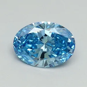 0.6ct OVAL Fancy Vivid Blue VS1 Coloured Lab diamond