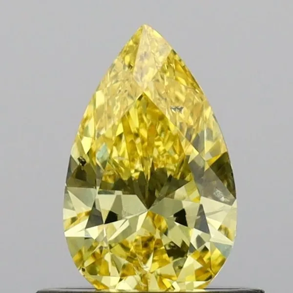 0.55ct PEAR Fancy Vivid Yellow SI1 Coloured Lab diamond