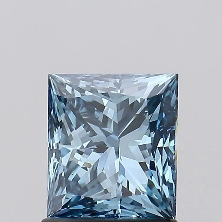 1.47ct PRINCESS Fancy Vivid Greenish Blue SI1 Coloured Lab diamond