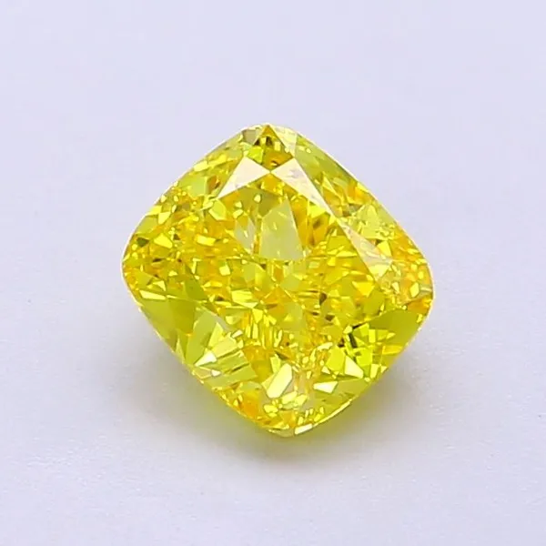1.05ct CUSHION Fancy Vivid Yellow VVS1 Coloured Lab diamond