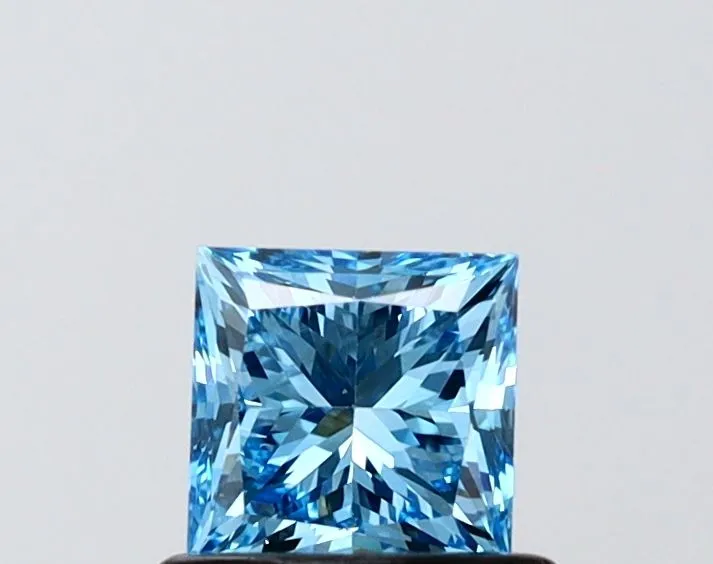 0.72ct PRINCESS Fancy Vivid Blue VS1 Coloured Lab diamond