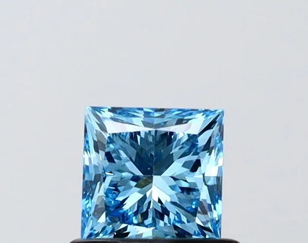 0.72ct PRINCESS Fancy Vivid Blue VS1 Coloured Lab diamond