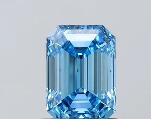 1.01ct EMERALD Fancy Vivid Blue VVS1 Coloured Lab diamond