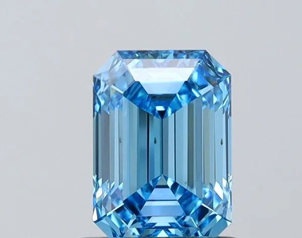 1.01ct EMERALD Fancy Vivid Blue VVS1 Coloured Lab diamond