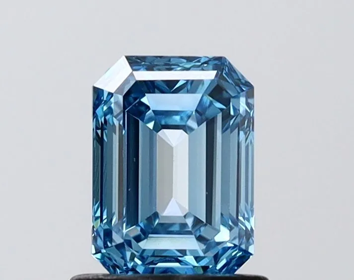 1.00ct EMERALD Fancy Vivid Blue VVS2 Coloured Lab diamond