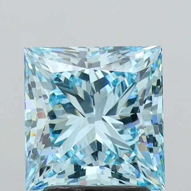 2.95ct PRINCESS Fancy Vivid Blue VS1 Coloured Lab diamond