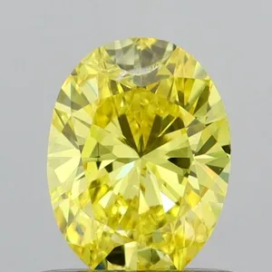 0.56ct OVAL Fancy Vivid Yellow SI2 Coloured Lab diamond