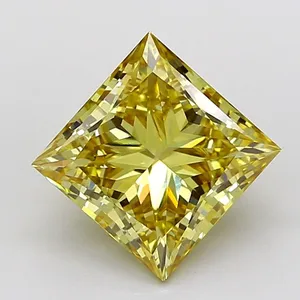 4.53ct PRINCESS Fancy Intense Yellow VVS2 Coloured Lab diamond