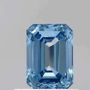 0.6ct EMERALD Fancy Vivid Blue VS1 Coloured Lab diamond