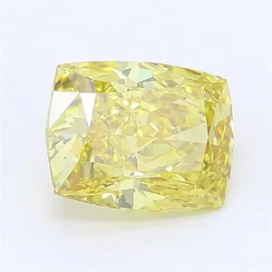 1.08ct CUSHION Fancy Intense Yellow VS1 Coloured Lab diamond