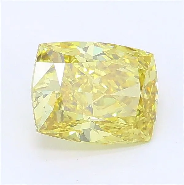 1.08ct CUSHION Fancy Intense Yellow VS1 Coloured Lab diamond