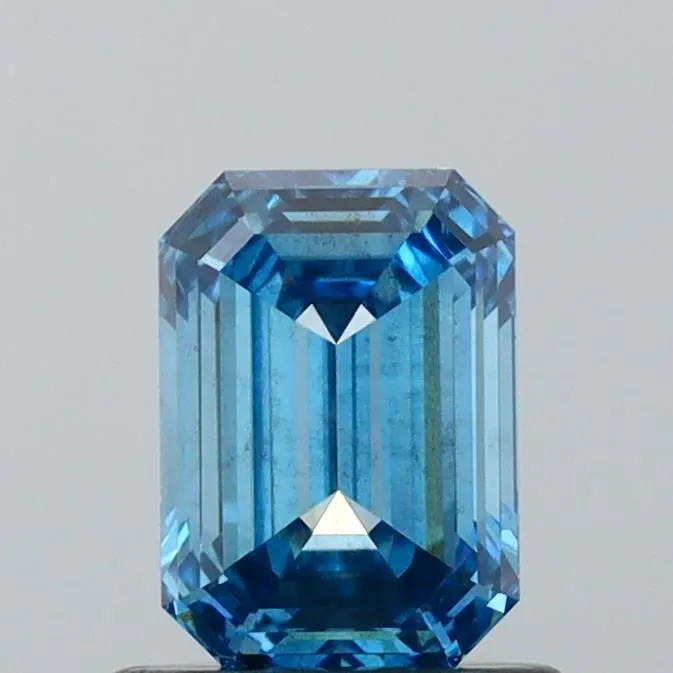 0.76ct EMERALD Fancy Vivid Blue SI1 Coloured Lab diamond