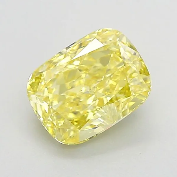 1.3ct CUSHION Fancy Intense Yellow VS1 Coloured Lab diamond