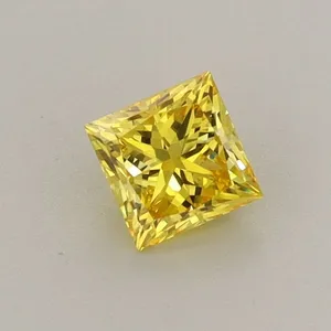 0.44ct PRINCESS Fancy Vivid Yellow VS1 Coloured Lab diamond