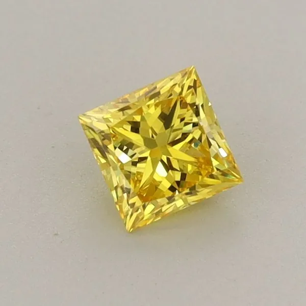 0.44ct PRINCESS Fancy Vivid Yellow VS1 Coloured Lab diamond