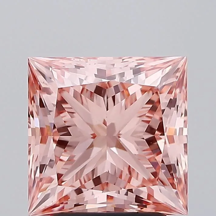 2.79ct PRINCESS Fancy Vivid Orangey Pink VS1 Coloured Lab diamond