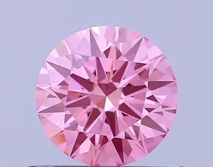 0.67ct ROUND Fancy Vivid Pink VVS2 Coloured Lab diamond