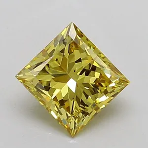 1.29ct PRINCESS Fancy Intense Yellow VS2 Coloured Lab diamond