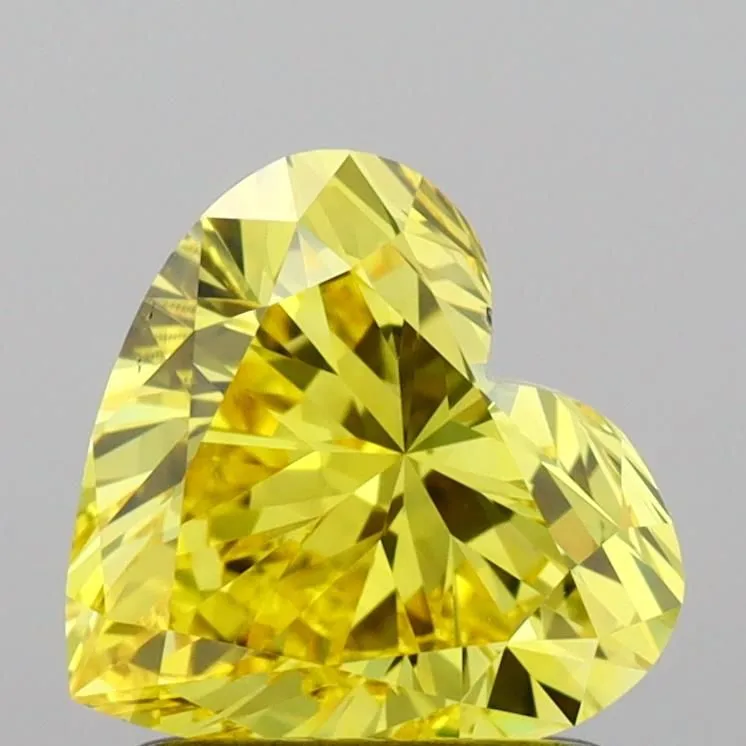 1.23ct HEART Fancy Vivid Yellow VS1 Coloured Lab diamond