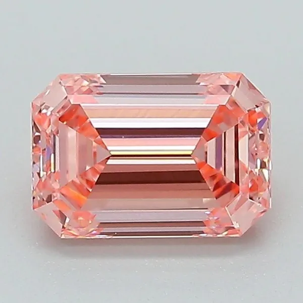 1.18ct EMERALD Fancy Intense Orangey Pink VVS2 Coloured Lab diamond