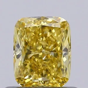0.56ct CUSHION Fancy Intense Yellow VS1 Coloured Lab diamond