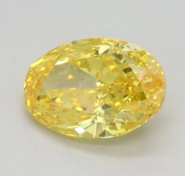 0.89ct OVAL Fancy Vivid Yellow VS1 Coloured Lab diamond