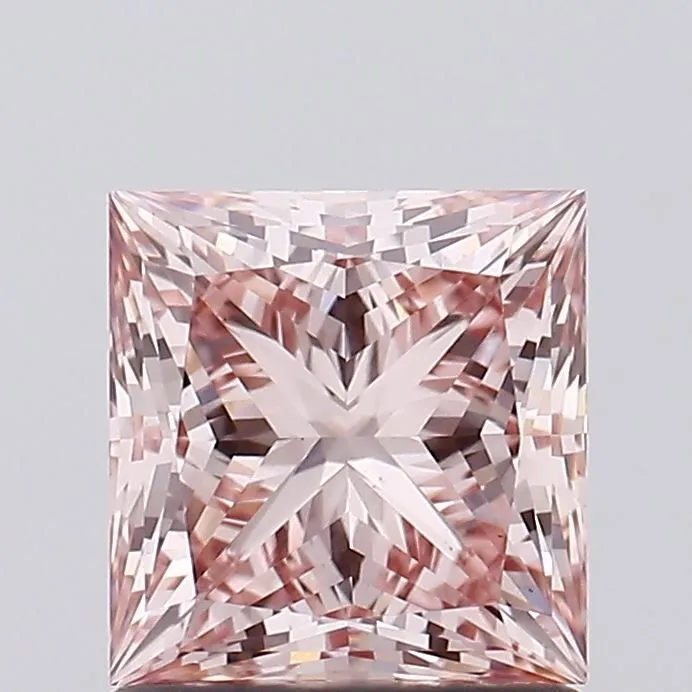 1.24ct PRINCESS Fancy Intense Brownish Pink VS1 Coloured Lab diamond