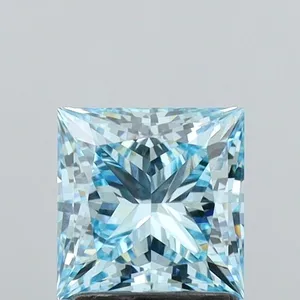 1.78ct PRINCESS Fancy Vivid Blue VVS2 Coloured Lab diamond