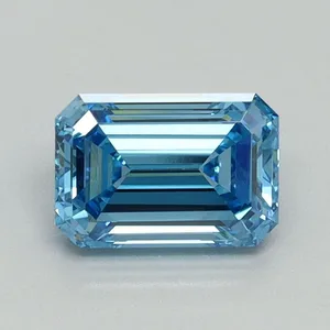 1.08ct EMERALD Fancy Vivid Blue VVS2 Coloured Lab diamond
