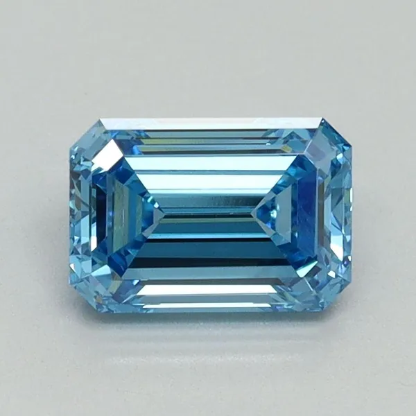 1.08ct EMERALD Fancy Vivid Blue VVS2 Coloured Lab diamond