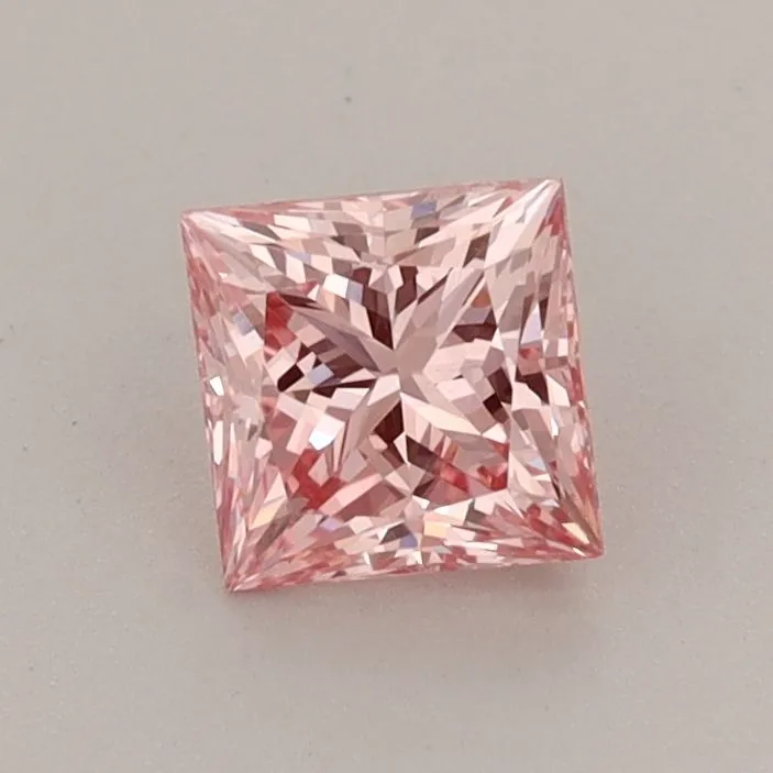 0.68ct PRINCESS Fancy Vivid Pink VVS2 Coloured Lab diamond