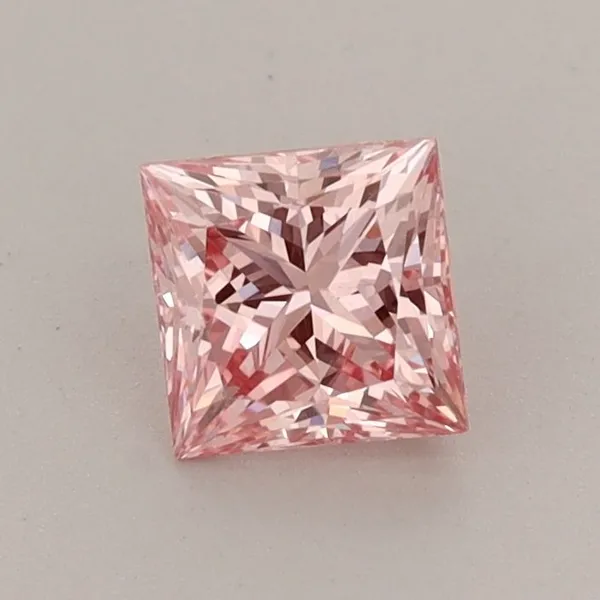 0.68ct PRINCESS Fancy Vivid Pink VVS2 Coloured Lab diamond