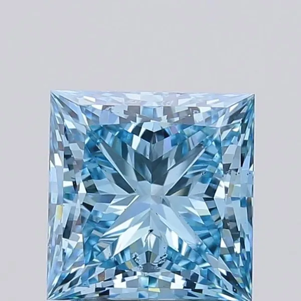 2.06ct PRINCESS Fancy Vivid Blue SI1 Coloured Lab diamond