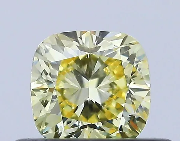 0.41ct CUSHION Fancy Intense Yellow VVS2 Coloured Lab diamond